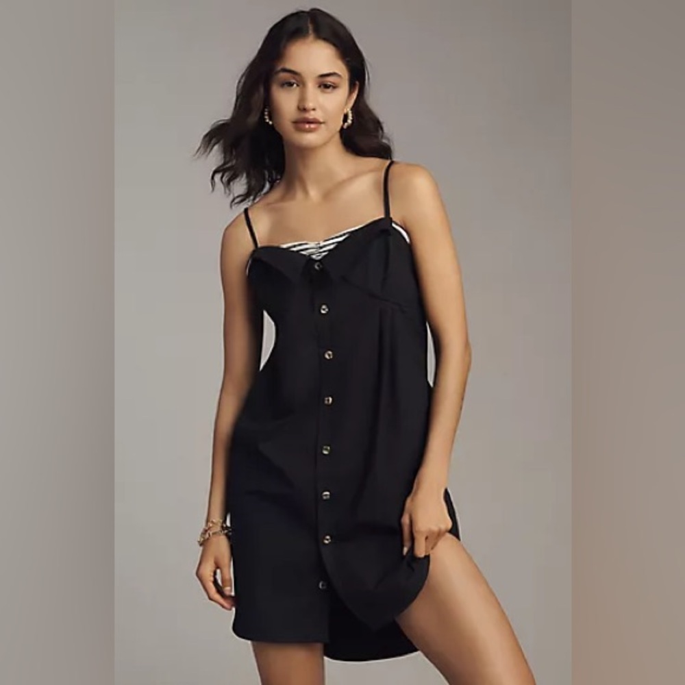 Maeve Anthropologie Sleeveless Button-front Poplin
Mini Dress NEW $148